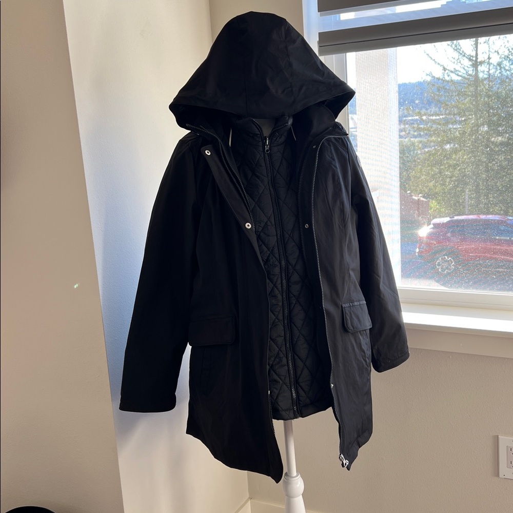 Lands' End Black Jacket w/ quilted vest - Size large